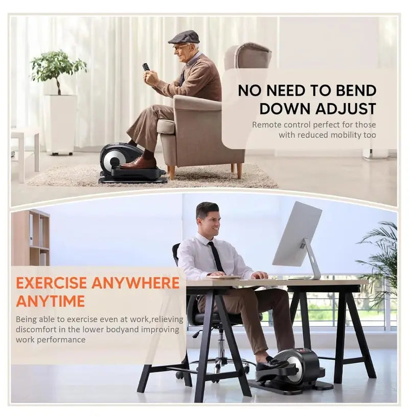 Compact Electric Under-Desk Elliptical Trainer  Fully Assembled Seated Foot Pedal Exerciser