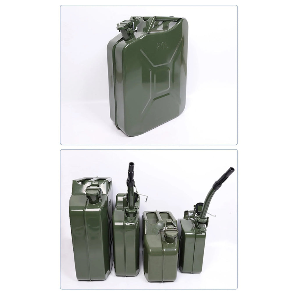EUBUY 20L Green Metal Jerry Can Store Container with Fixed Spout for Petrol Oil Water Alcohol