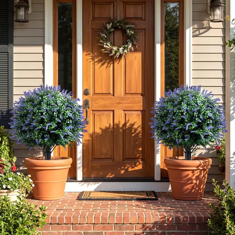 Two-Piece Faux Lavender Boxwood Topiary Balls – 27.5-Inch Lifelike Decorative Plants
