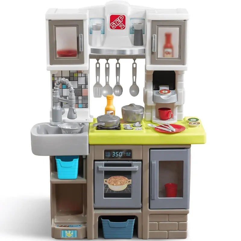 Step2 Contemporary Chef Play Kitchen – Brown and White Plastic Design