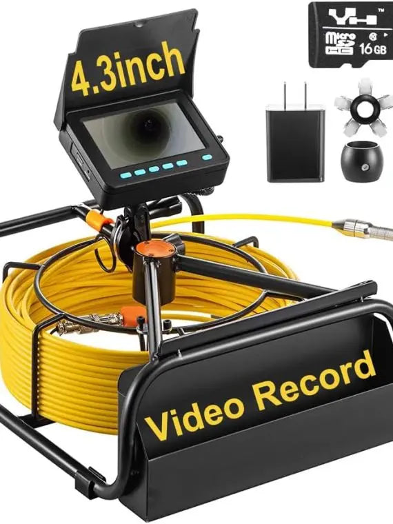SYANSPAN Sewer Camera 100ft – 17mm Low Temp Resistant Pipe Inspection with 16GB DVR & LED Lights