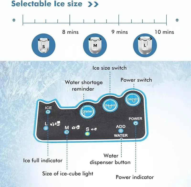 COSTWAY Countertop Ice Maker  Water Dispenser Included, 3 Ice Sizes, 48 lbs/Day Output