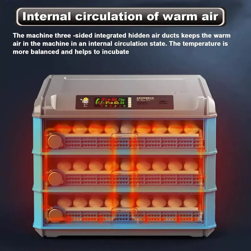 Digital Egg Incubator  192/256/500 Capacity, Auto-Turn, Temp/Humidity Control & LED Display
