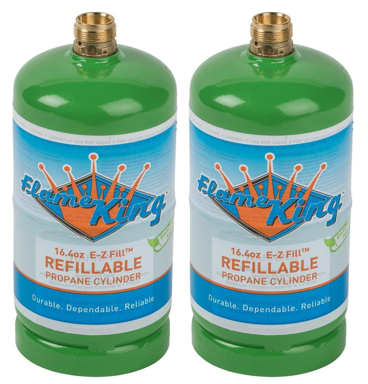 Flame King 2 Pack Eco Friendly Sustainable Refillable 1 lb Empty Propane Cylinder Tank Reusable YSN164-2