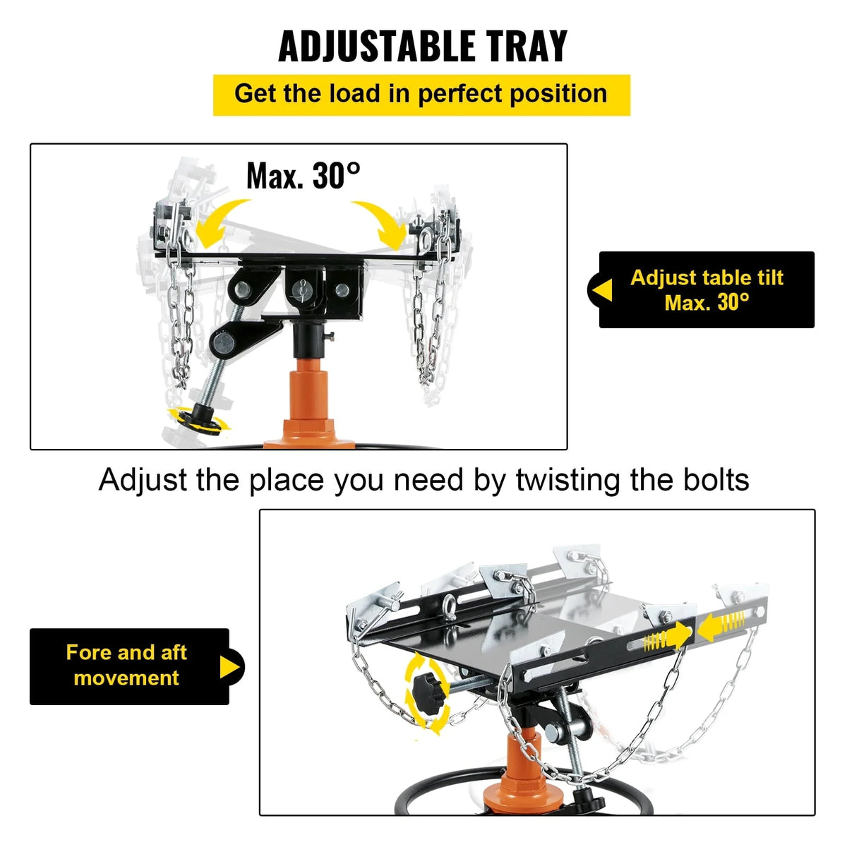 BENTISM Transmission Jack 1100 lbs 2-Stage Hydraulic High Lift Vertical Telescopic,Orange