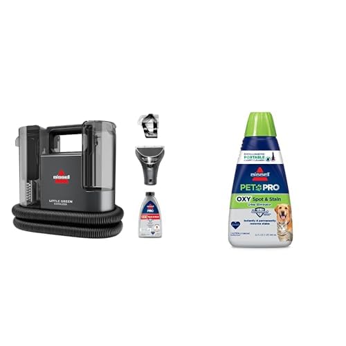 Bissell Multi-Purpose Portable Carpet and Upholstery Cleaner, 1400B, Green with Bissell 74R7 Pet Stain & Odor Portable Machine Formula, 32-Ounce, Fl Oz
