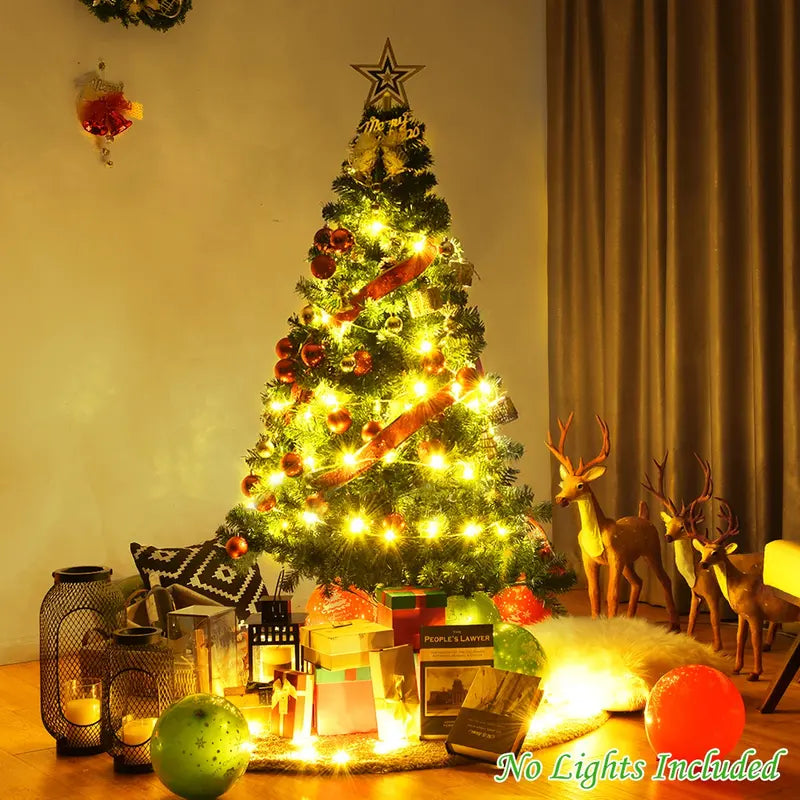 Sturdy Pre-Lit Artificial Christmas Tree with Reinforced Metal Stand