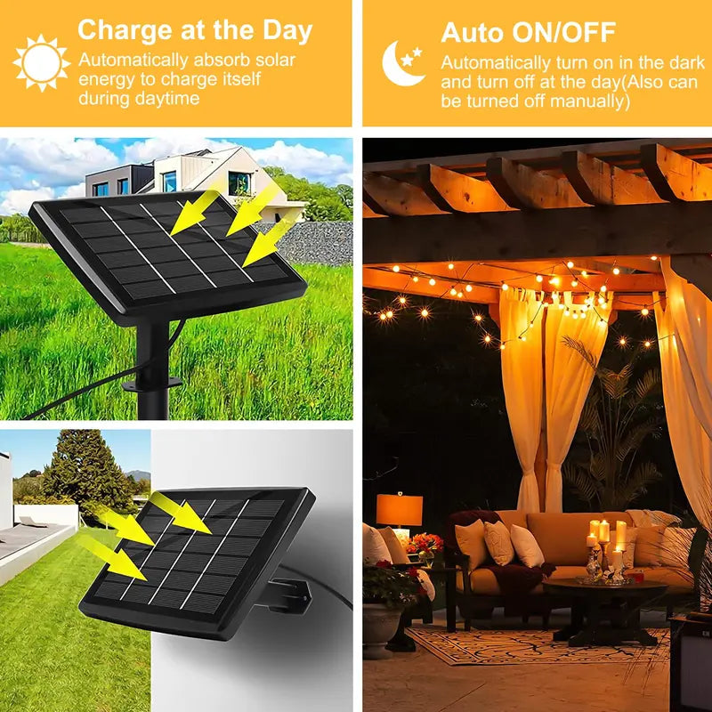 SZRSTH Solar Outdoor String Lights, 50FT Patio Decor Lights with Remote 25 Shatterproof LED Bulbs Waterproof Hanging Lights for Backyard Porch Party Garden Wedding