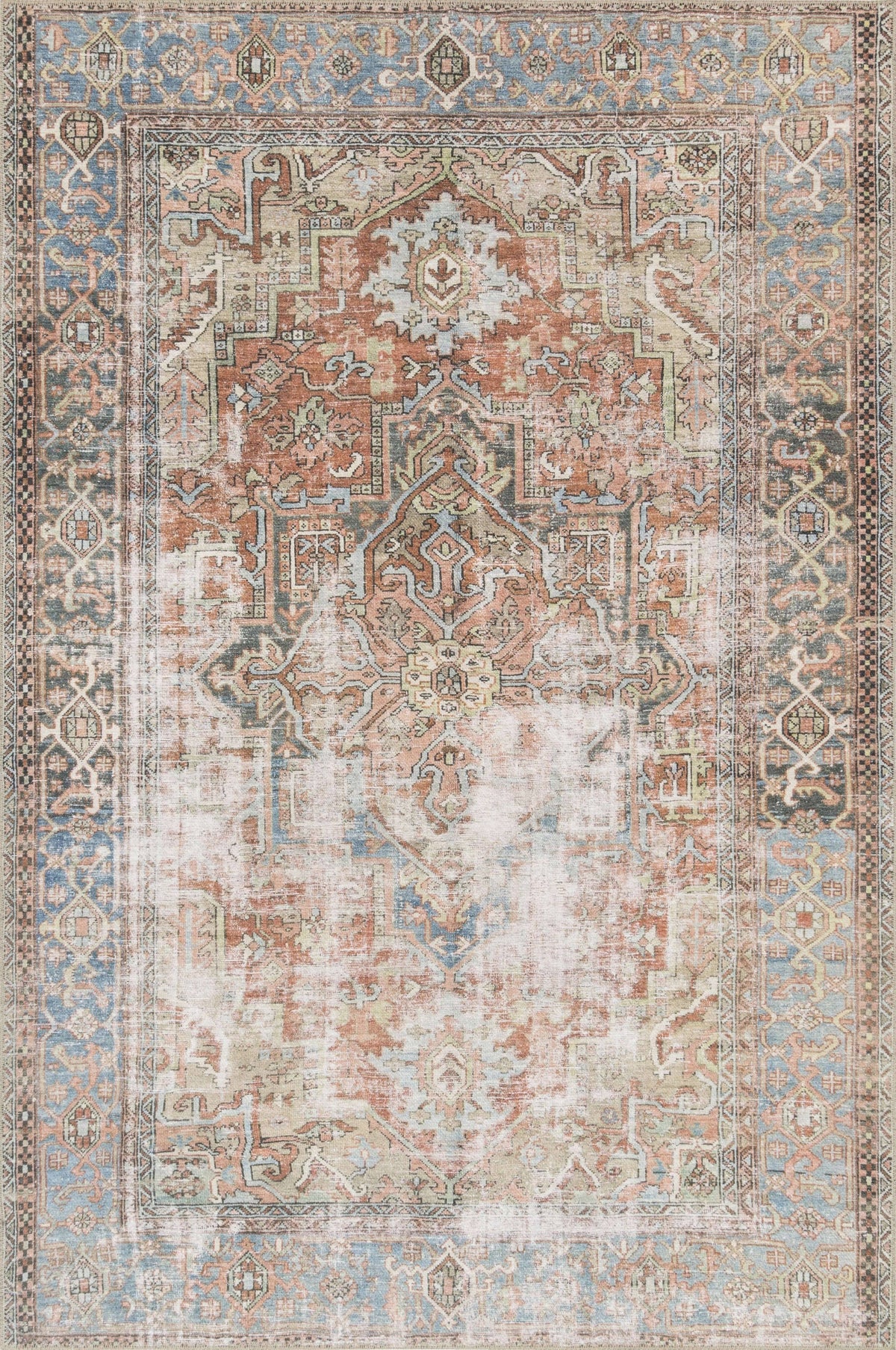 Loloi Loren LQ-15 7'6" x 9'6" Terracotta / Sky Area Rug
