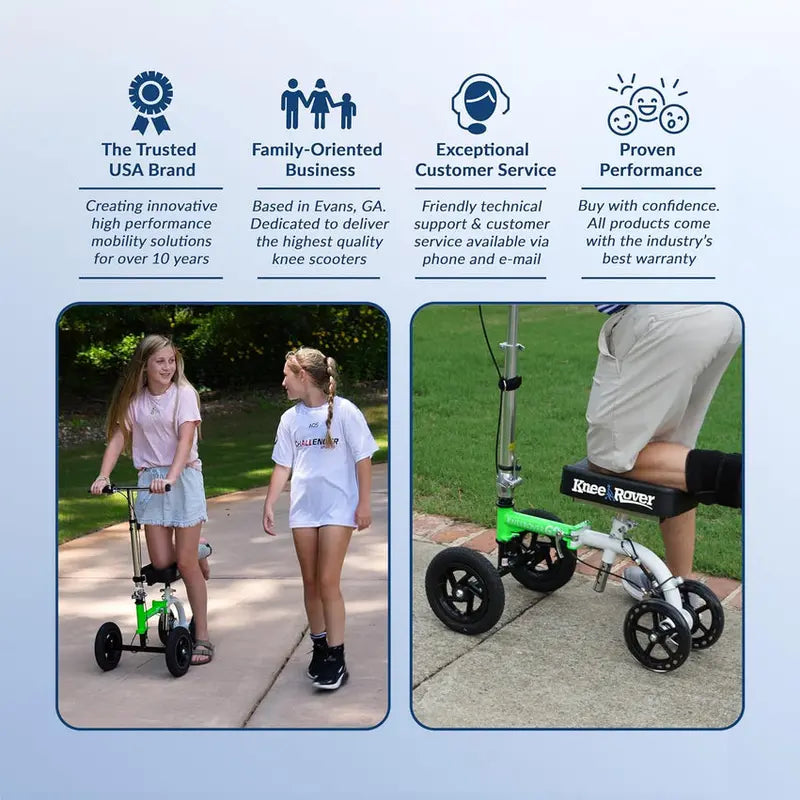 Compact All-Terrain Knee Scooter  Heavy-Duty Adult Walker for Ankle/Foot Recovery, Post-Surgery Mobility Aid (Green)