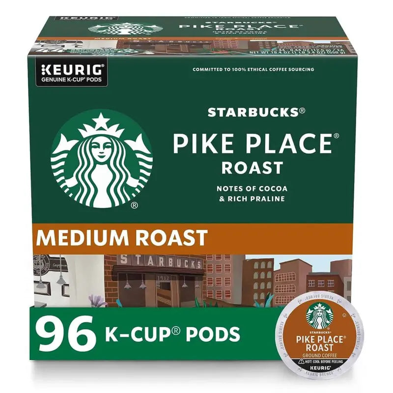 Starbucks Pike Place Roast Medium Coffee K-Cups 96-Count – 100% Arabica, Keurig Compatible
