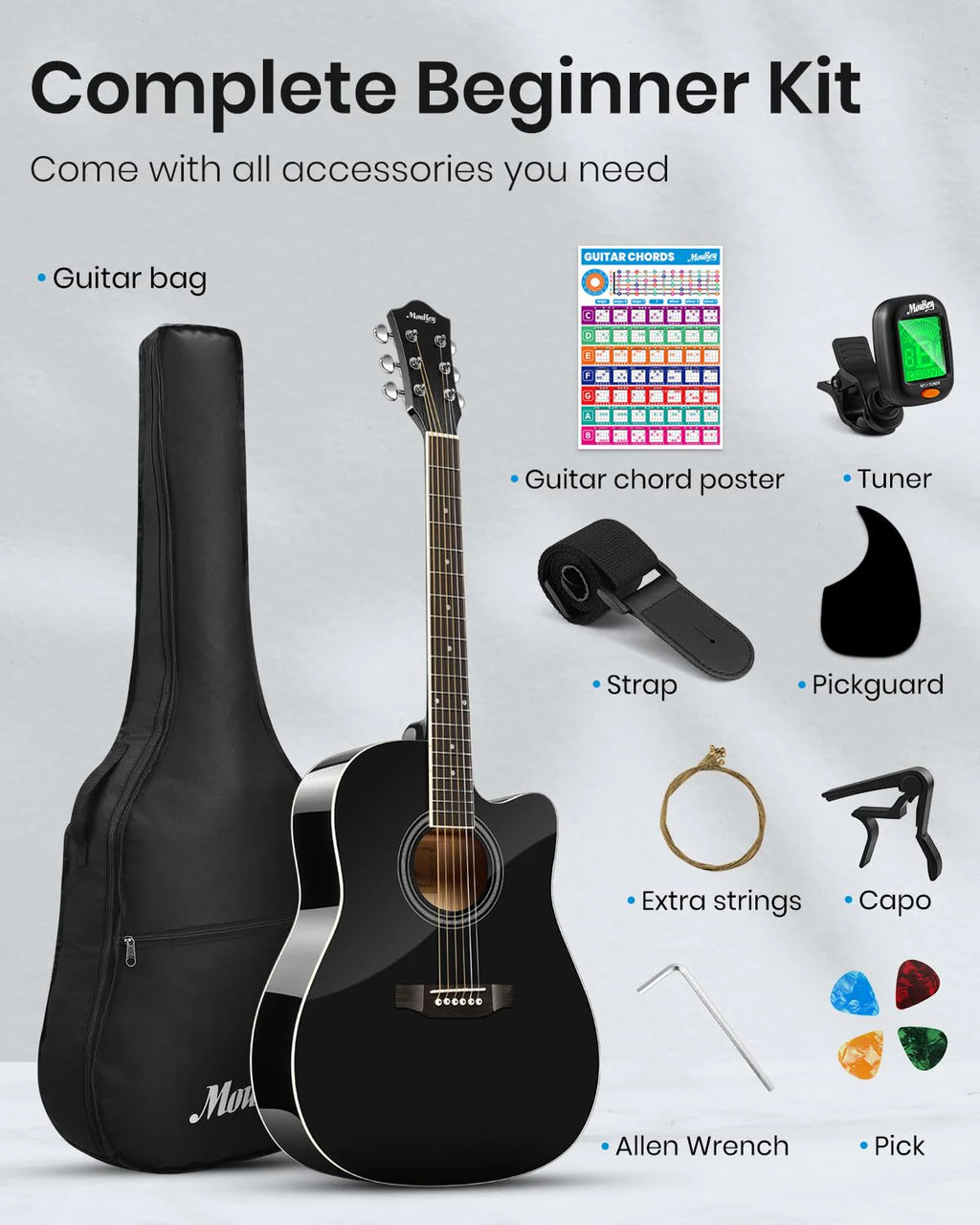 Moukey 41 Acoustic Guitar for Beginner Adult Teen