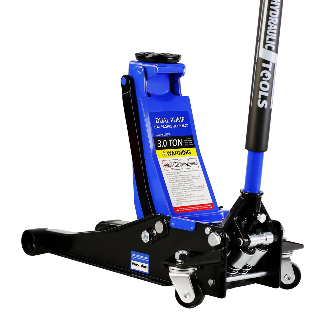 DSstyles 3 Ton Hydraulic Floor Jack Dual Pump 6600 Lb Capacity Lifting Range 3.3"-18.5" Low Profile Service Jack for Quickly Car Lift
