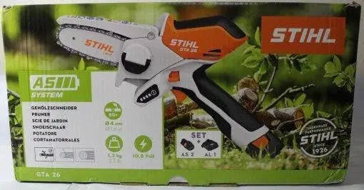 STIHL GTA 26 Battery-Powered Pruning Chainsaw – Compact Cordless Tool Kit with Charger and Carrying Case