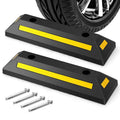 Dual Rubber Parking Blocks with Reflective Stripes  21.5-Inch Bumpers for Vehicle Guidance