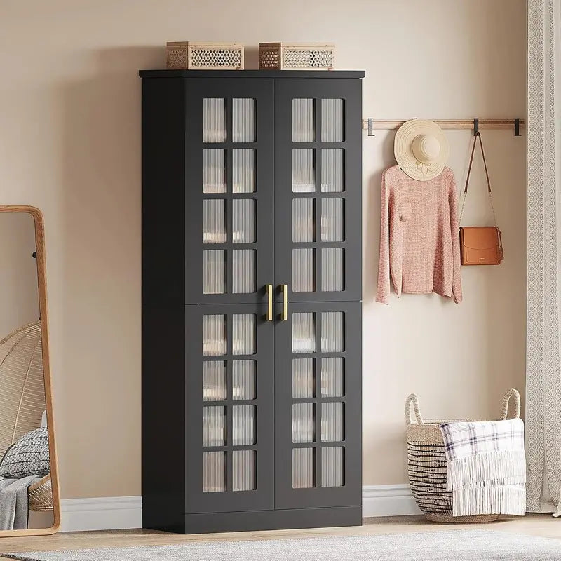 Tribesigns 71-Inch Modern Shoe Cabinet – 8-Tier Adjustable Organizer with Doors, White Finish