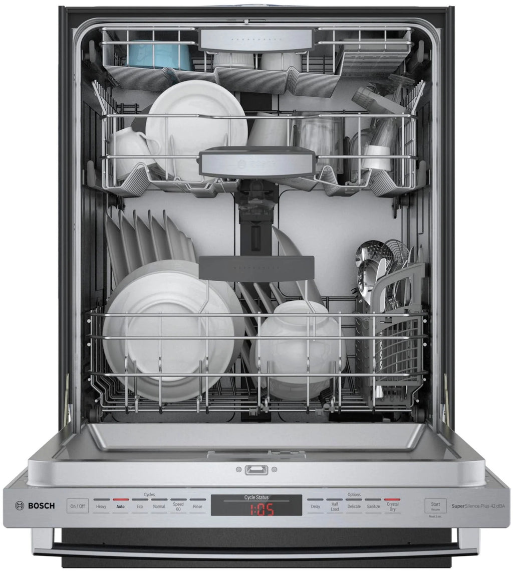 Bosch - 800 Series 24" Top Control Built-In Dishwasher with CrystalDry, Stainless Steel Tub, 3rd Rack, 40 dBa - Stainless steel