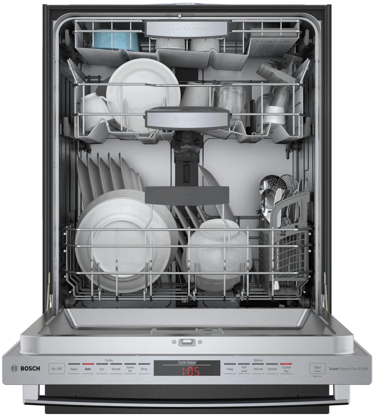 Bosch - 800 Series 24" Top Control Built-In Dishwasher with CrystalDry, Stainless Steel Tub, 3rd Rack, 40 dBa - Stainless steel