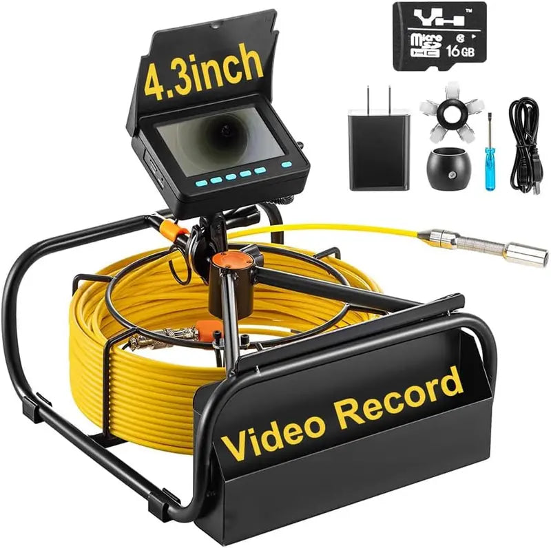 SYANSPAN Sewer Camera 100ft – 17mm Low Temp Resistant Pipe Inspection with 16GB DVR & LED Lights