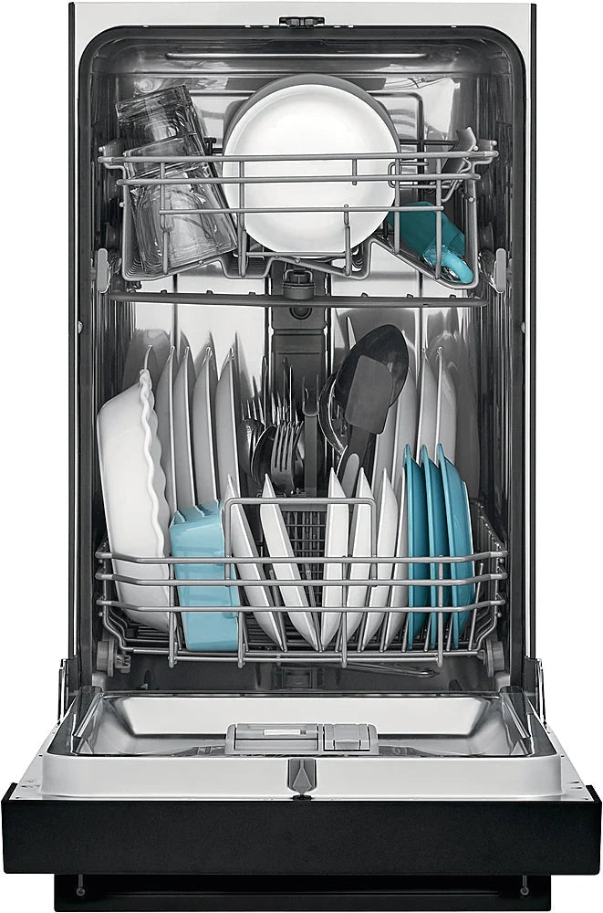 Frigidaire - 18" Compact Front Control Built-In Dishwasher with Stainless Steel Tub, 52 dBA - Black