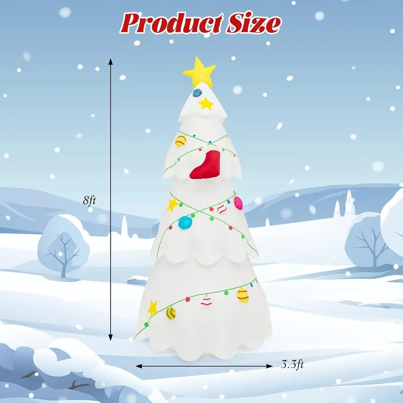 Tangkula 8FT Inflatable Christmas Tree with LED & Rotating Lights, Waterproof Polyester, Indoor/Outdoor Holiday Decoration