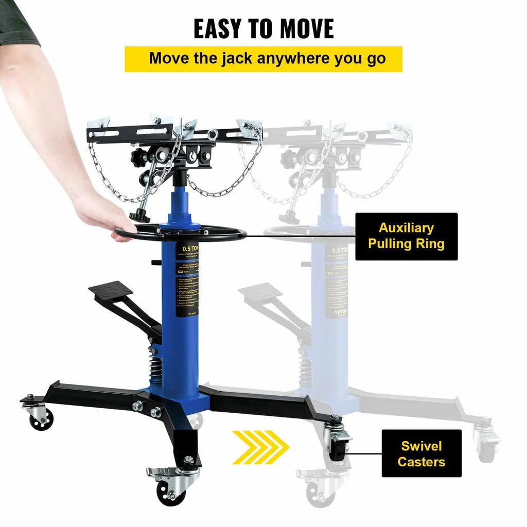 BENTISM Transmission Jack 1100 lbs 2-Stage Hydraulic High Lift Vertical Telescopic,Blue