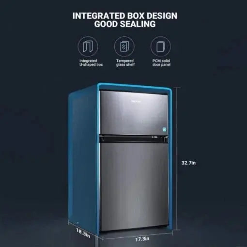 Compact Mini Fridge with Freezer  3.1 Cu Ft, LED Interior Lighting