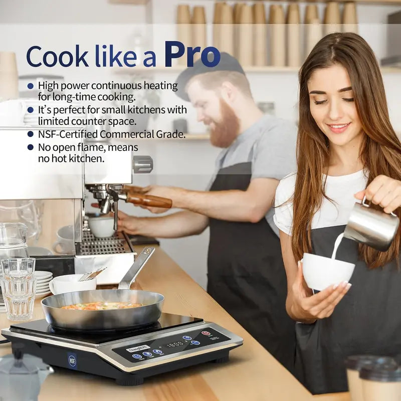 Stainless Steel Portable Induction Cooktop with 8-Inch Heating Zone