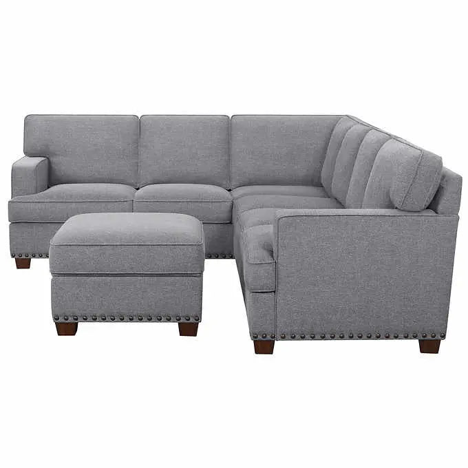 Thomasville Emilee Upholstered Sectional with Hidden Storage Ottoman