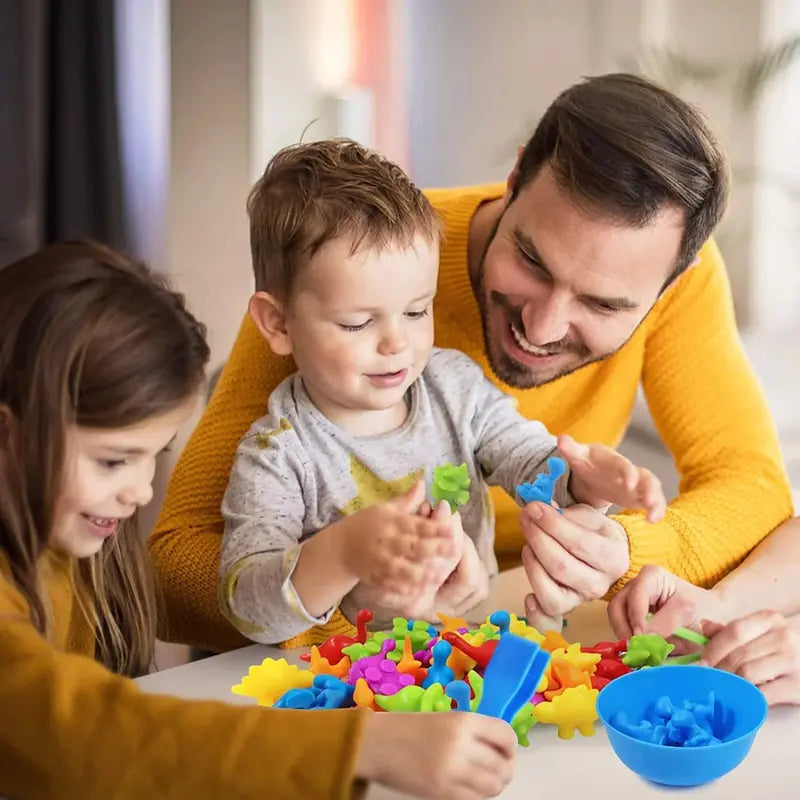 DinoPlay Counting Dinosaur Toys Set  Educational STEM Montessori Game with Sorting Bowls for Kids 3+