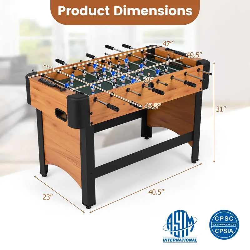 Professional-Grade 47-Inch Soccer Table – Full Competition Size, 22 Figures, Dual-Ball System