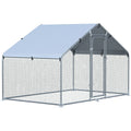 GFVCNIO PawHut Large Coop Metal Run with Waterproof and Anti-UV Cover Spire Shaped Walk-in Fence Cage Hen House for Outdoor and Yard Farm Use 1.26” Tube Diameter 9.8' x 6.6' x 6.4'