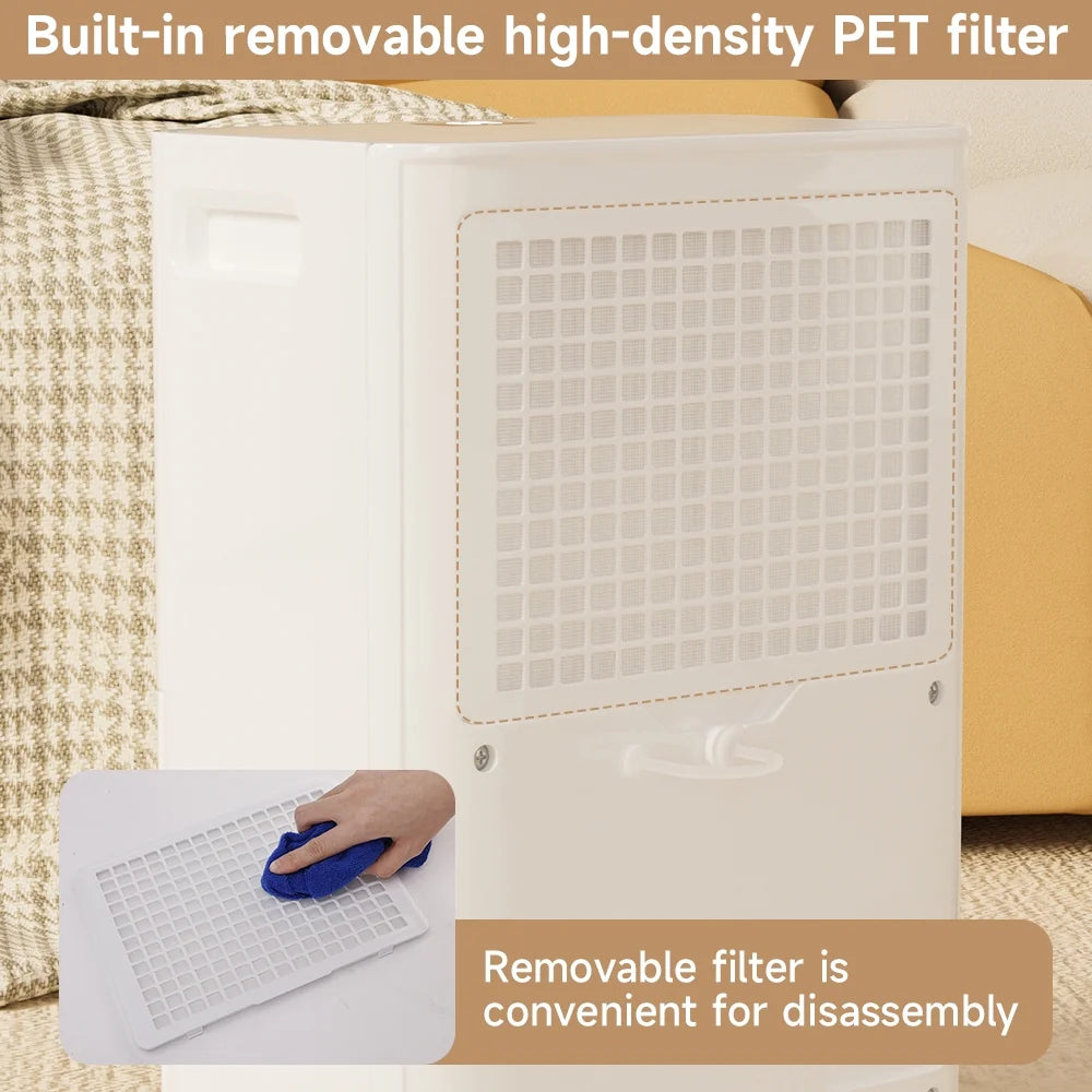 Dehumidifiers for Home, 2500 Sq.ft with Drain Hose Max 26 Pints, Dehumidifier for Basement, Bathroom, Bedroom, Three Modes, Intelligent Humidity Control, Dry Clothes, 24HR Timer