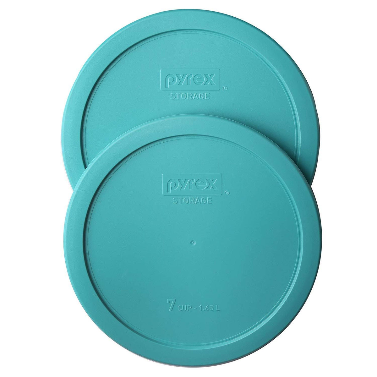 Pyrex Bundle - 2 Items 7402-PC 7-Cup Turquoise Plastic Storage Lids