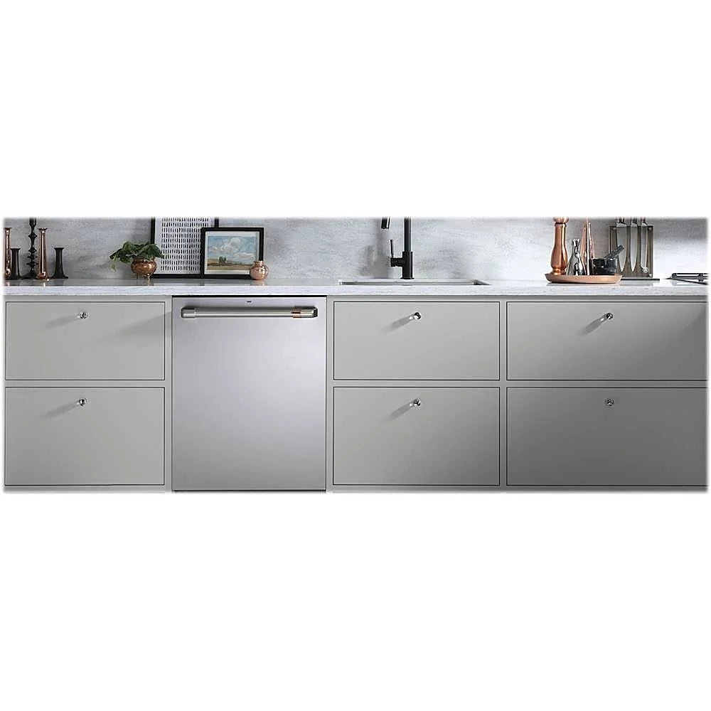 Café - 24" Top Control Tall Tub Built-In Dishwasher with Stainless Steel Tub and Silverware Jets - Stainless steel