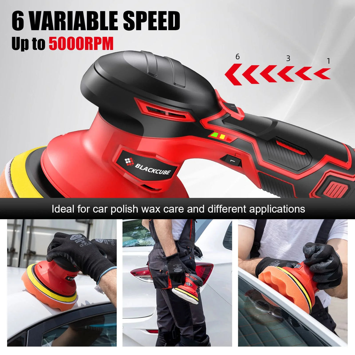 BLACKCUBE Cordless Polisher Lithium Ion Rechargeable