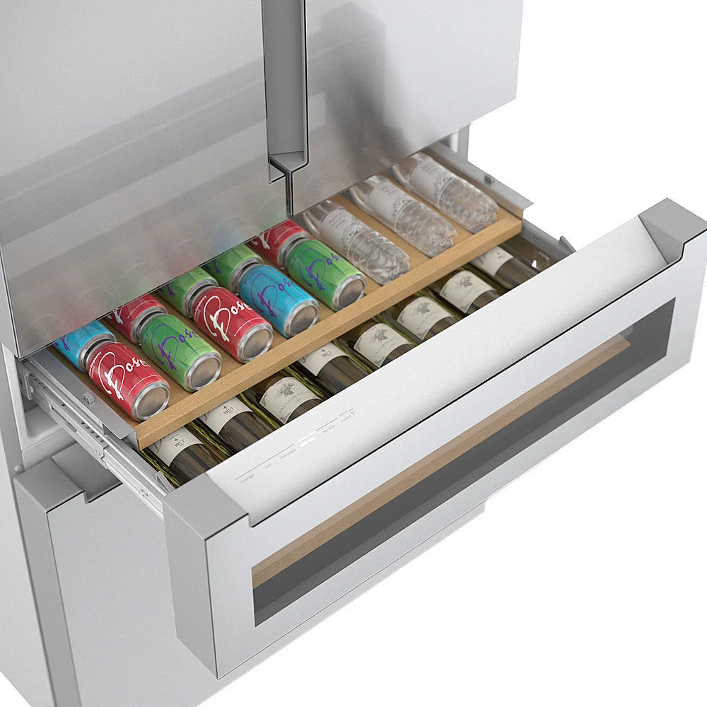 Bosch - 800 Series 20 Cu. Ft. 4-Door French Door Counter-Depth Smart Refrigerator with Beverage Cooler Drawer - Stainless steel
