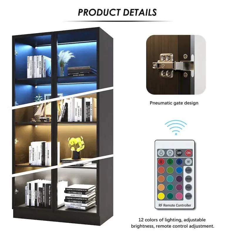 Tempered Glass Display Cabinet – 4-Tier Showcase with Adjustable Shelving