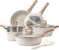 CAROTE C01520 Pots and Pans Set Nonstick . White Granite Induction Kitchen Cookware Sets . 10 Pcs Non Stick Cooking Set w/ Frying Pans and Saucepans(PFOS  . PFOA Free)
