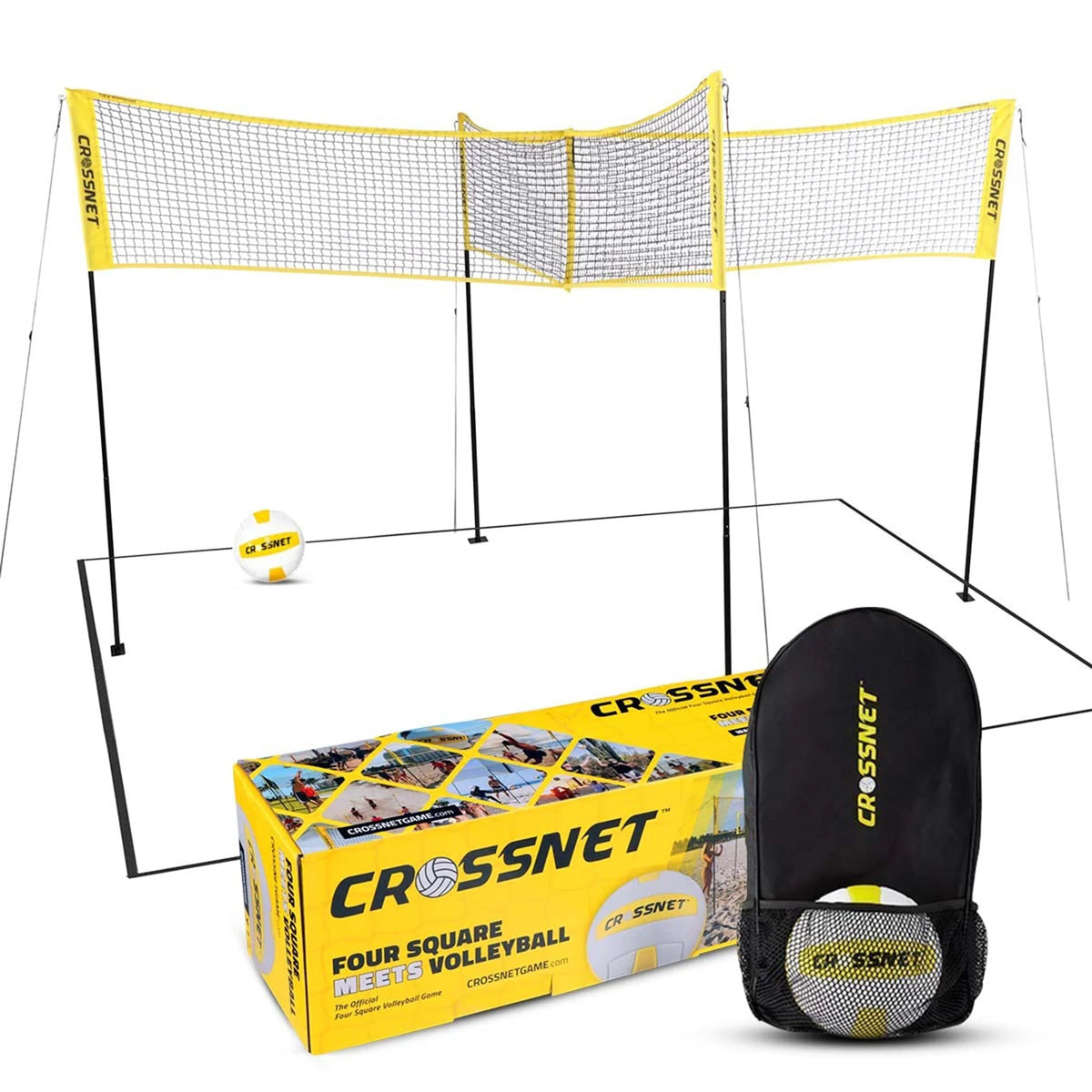 Crossnet 4 Way Adjustable Volleyball Net and Volleyball Game Set (Open Box)