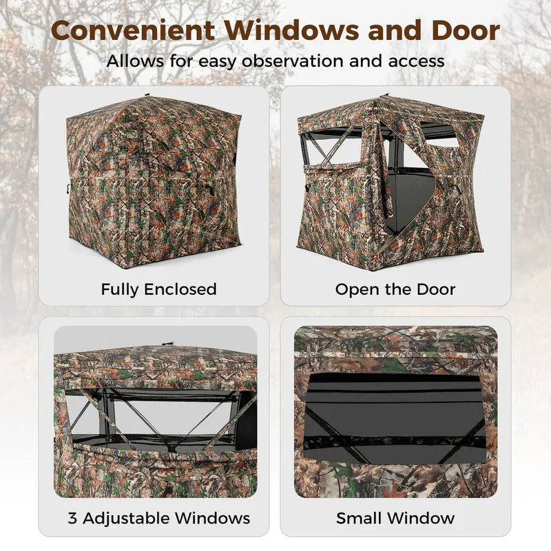 Spacious Camo Hunting Blind – Designed for 3–4 Hunters with 270° Field of View