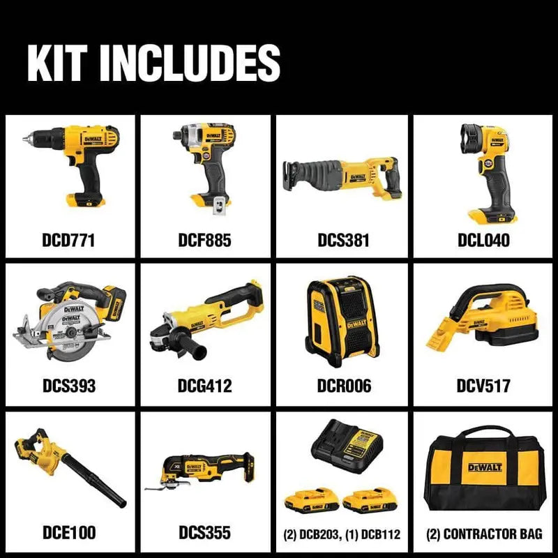 DEWALT 20V MAX 10-Tool Combo Kit DCK1020D2 with Batteries & Charger
