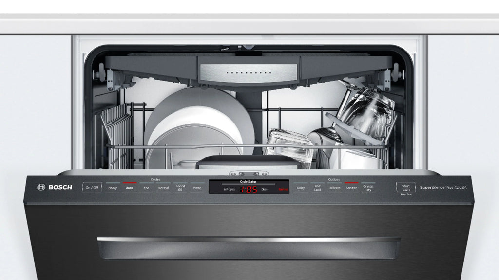 Bosch - 800 Series 24" Top Control Built-In Dishwasher with CrystalDry, Stainless Steel Tub, 3rd Rack, 42 dBa - Black stainless steel