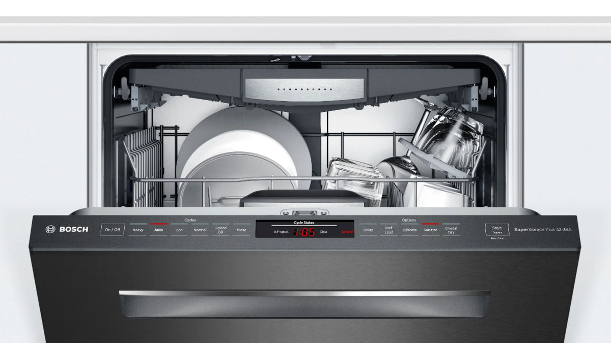Bosch - 800 Series 24" Top Control Built-In Dishwasher with CrystalDry, Stainless Steel Tub, 3rd Rack, 42 dBa - Black stainless steel