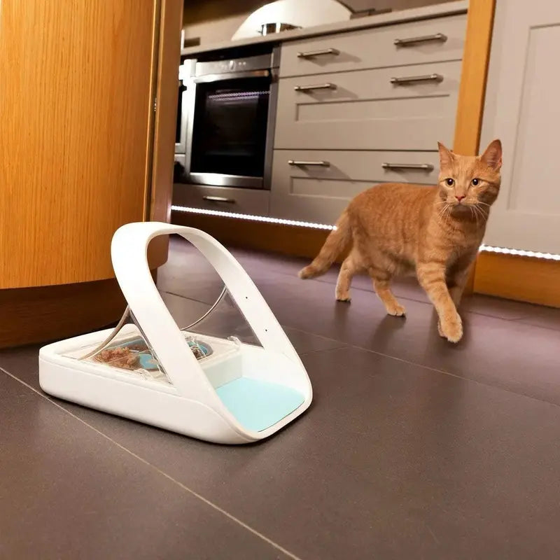 SureFeed Microchip-Activated Pet Feeder – Dual-Chamber Design for Wet and Dry Food, Lightweight Build, Includes Absorbent Pet Towel