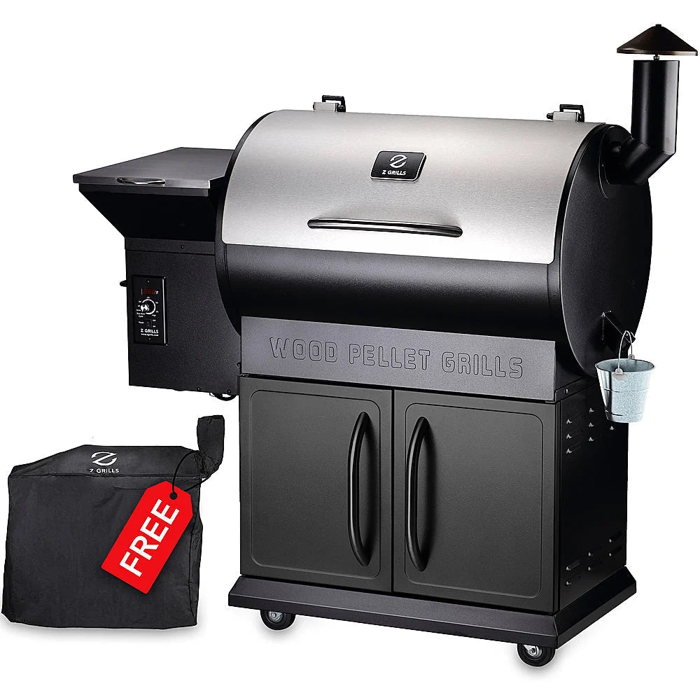 Z Grills ZPG-700E - Wood Pellet Grill and Smoker with Cabinet Storage 694 sq. in. - Stainless Steel