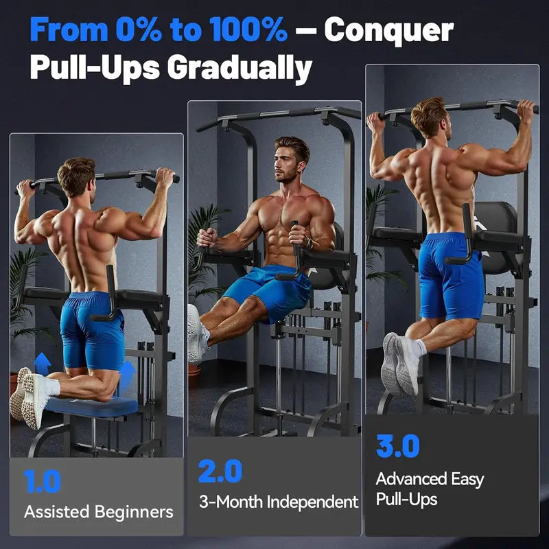Sportsroyals Power Tower Pulp Up Bar Station – 450 lb Capacity Tilted Immersion Trainer