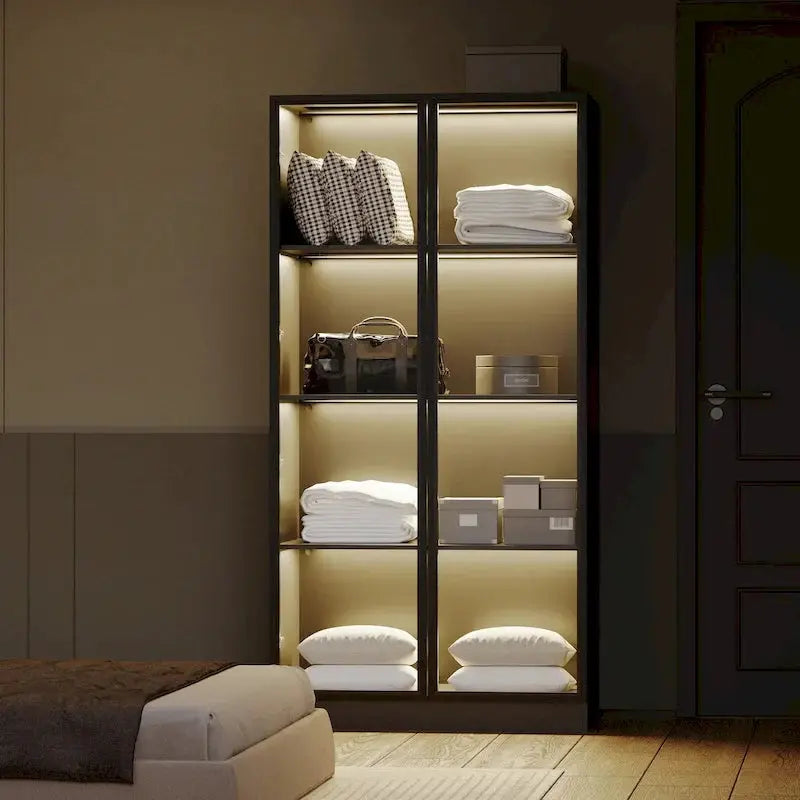 Tempered Glass Display Cabinet – 4-Tier Showcase with Adjustable Shelving