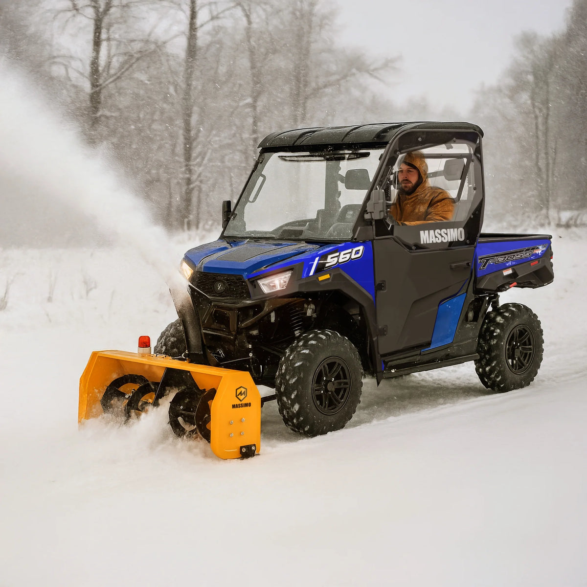 Massimo 60" Snow Blower 2 - Stage - 13HP 420cc Gas Powered UTV/ATV Attachment for Heavy Duty Snow Removal