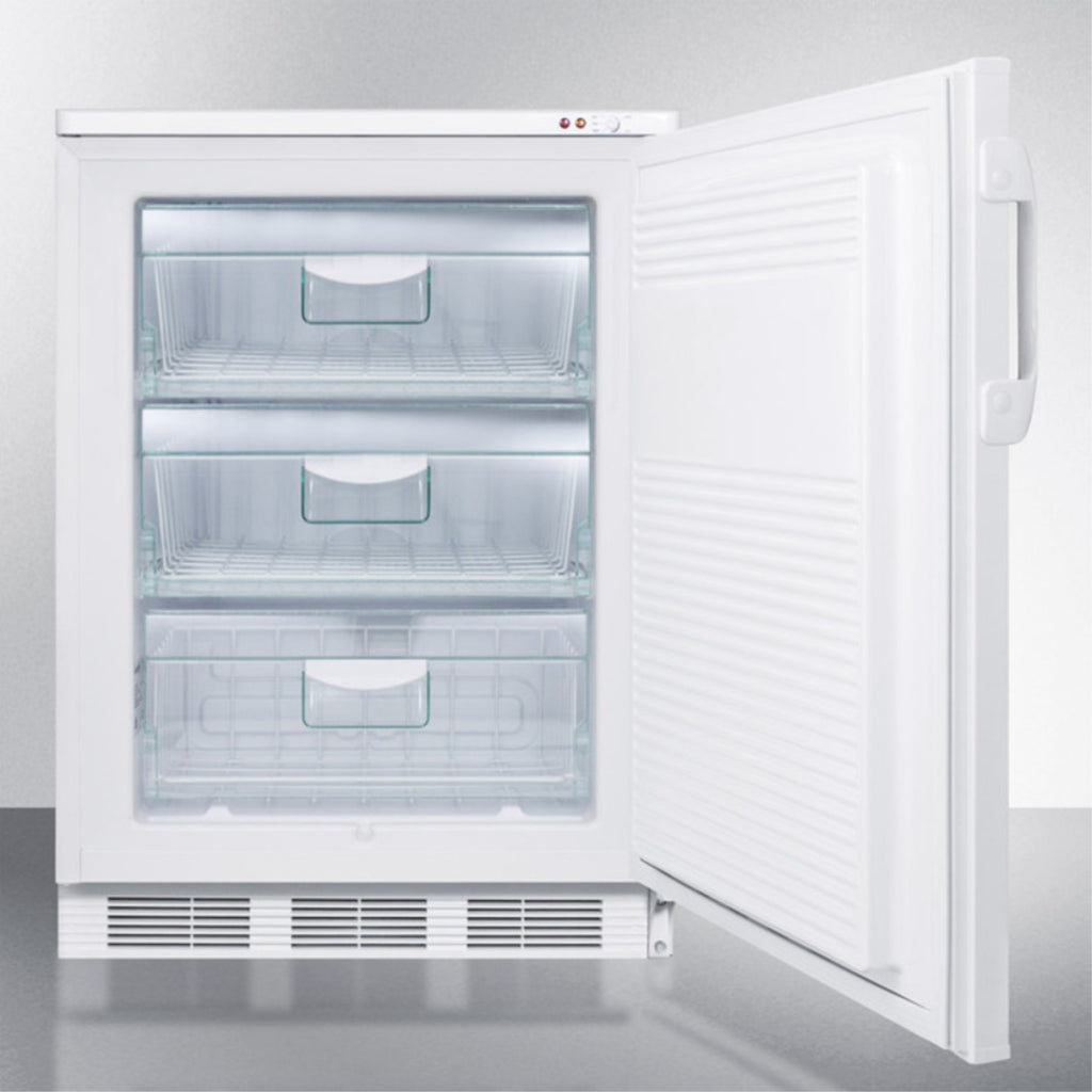 Commercial built-in undercounter medical all-freezer capable of -25 C operation, with front-mounted lock